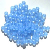 100 6mm Matte Light Sapphire Round Glass Beads